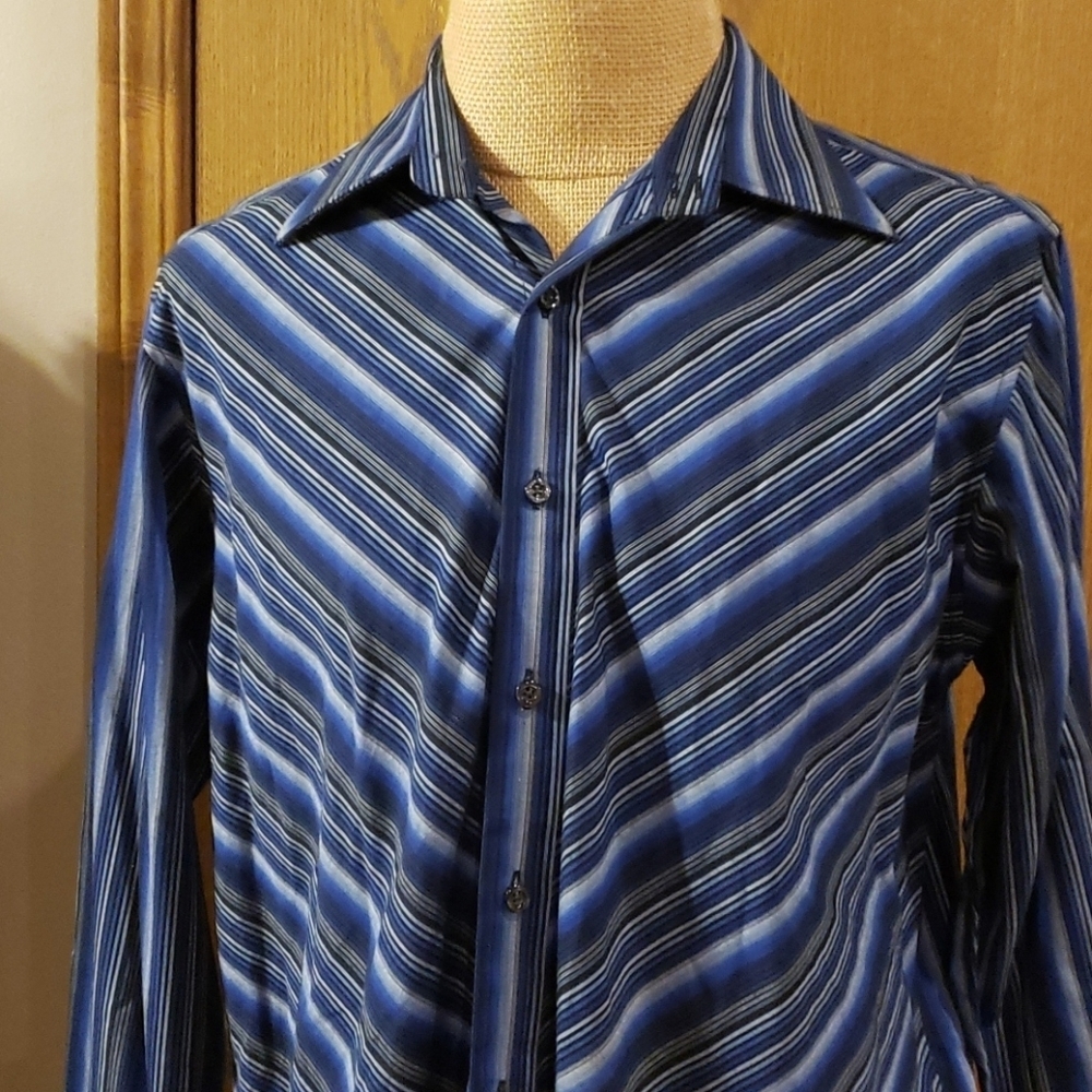 Eighty-eight blue diagonal stripe dress shirt